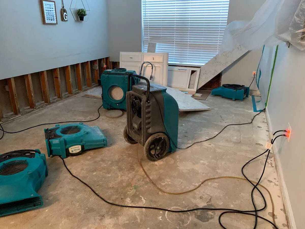 Dehumidifier in flood-cut room for Water Damage Restoration in Colebrookdale